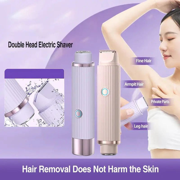 Dual-Head Women’s Electric Shaver IPX7 Waterproof – Painless Hair Removal for Bikini, Underarms, Legs, Arms & Face